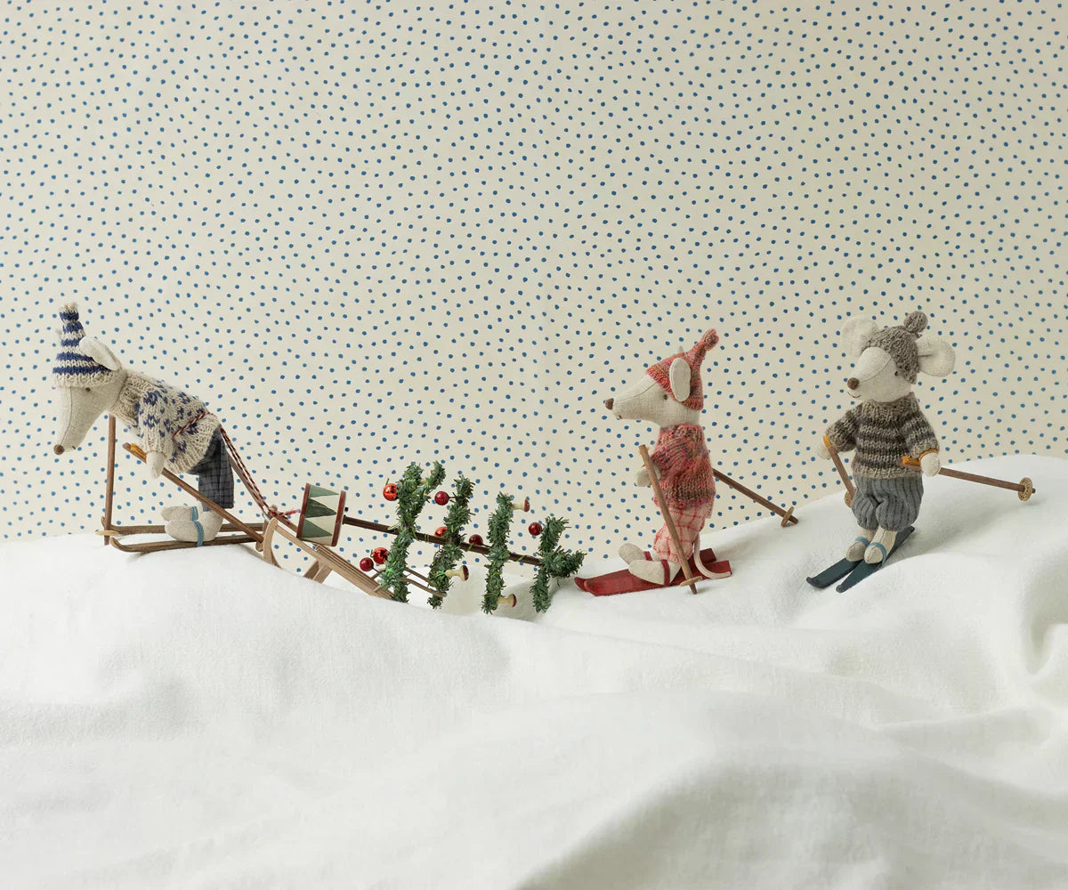 Maileg Winter mouse with ski set, Big sister - Rose