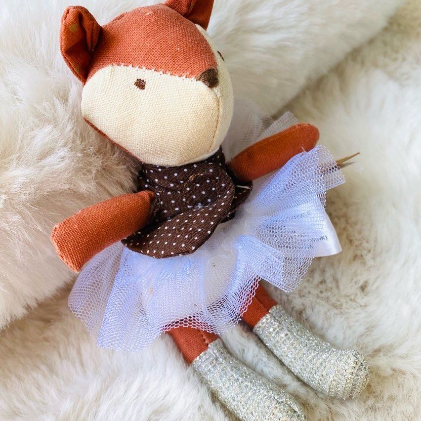 Creative Co-op Cotton Linen Mini Animal Doll