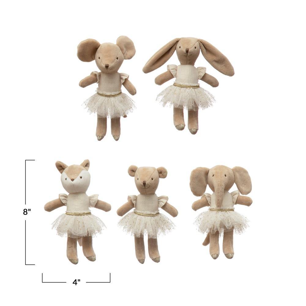 Creative Co-op Plush Ballerina Mini Animal Doll