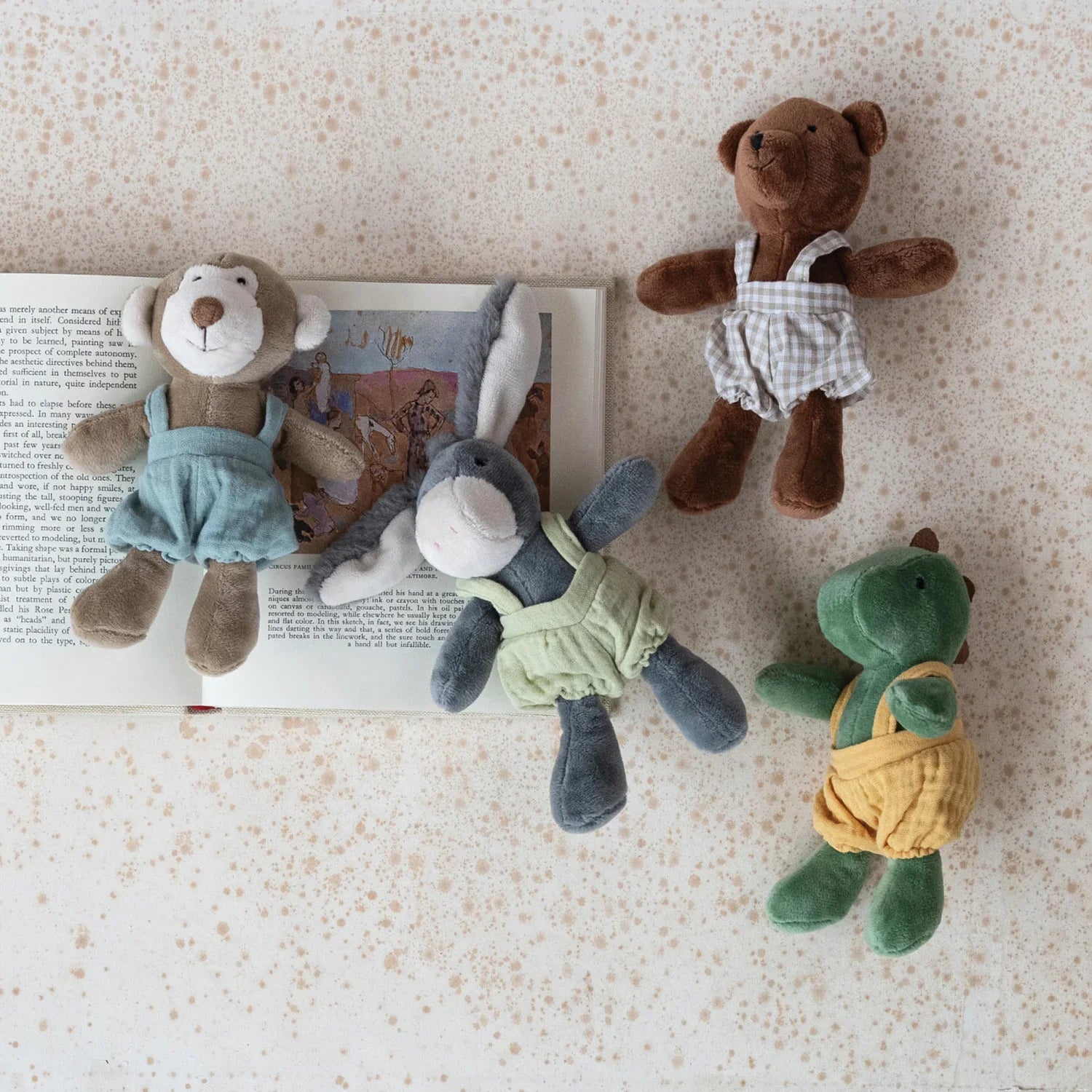 Creative Co op Plush Animal in Overalls