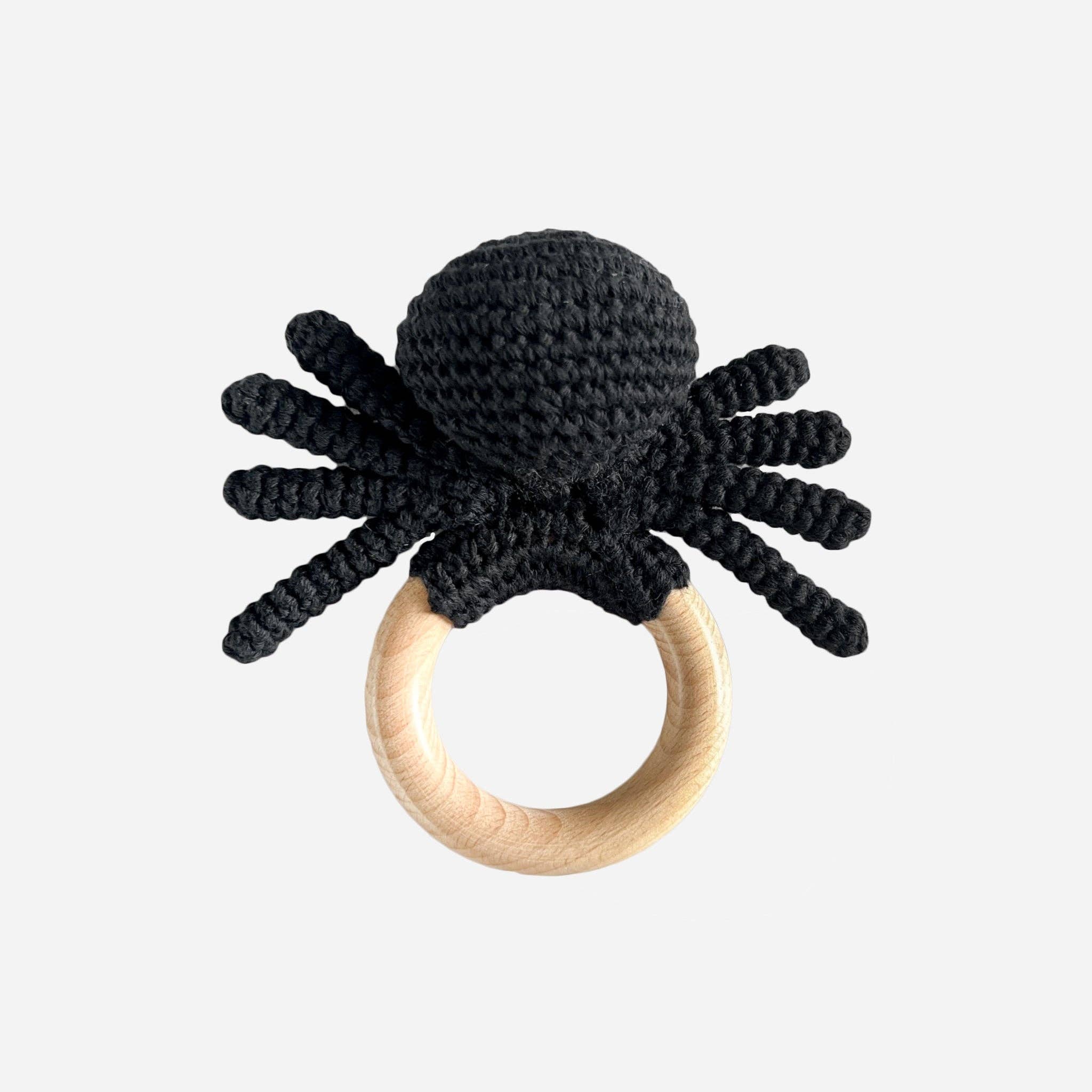 Teether Spider CottonCrochet Rattle Halloween Fall Toy Gift
